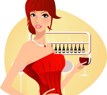 ilustracija ženske s kozarcem vina